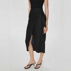 Mango Asymmetrical Black linen Skirt NWT